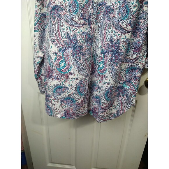 Talbots Woman XL Shirt Collared LS Roll Tab Paisley Workwear Casual Tunic Styled - Picture 8 of 9